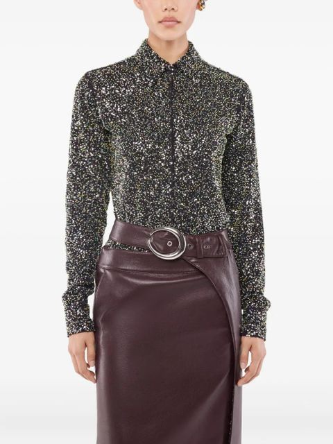 Rabanne sequin-embellished long-sleeves shirt - Black