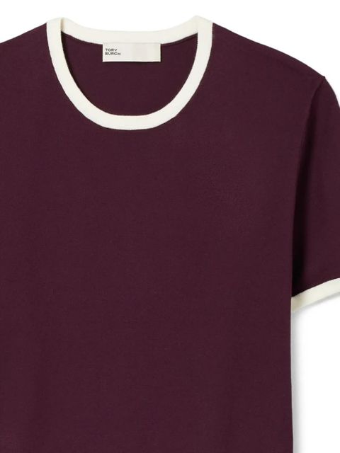 Tory Burch contrast-trim T-shirt - Brown - zdjęcie produktu nr 2