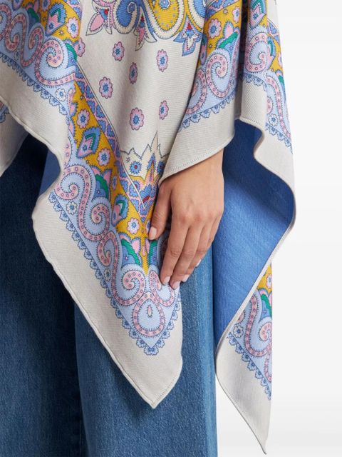 ETRO floral-print cape - White