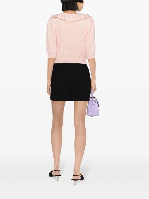 Alessandra Rich crystal-embellished cropped blouse - Pink
