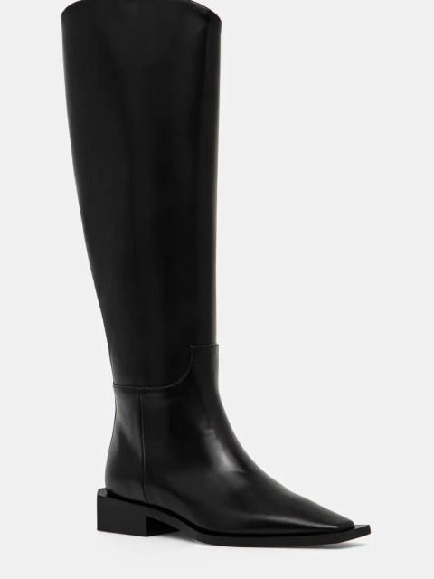 Vanda Novak kozaki skórzane Giselle damskie kolor czarny na płaskim obcasie