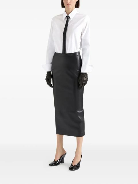Givenchy Mid-length skirt in nappa leather with pleated back - Black