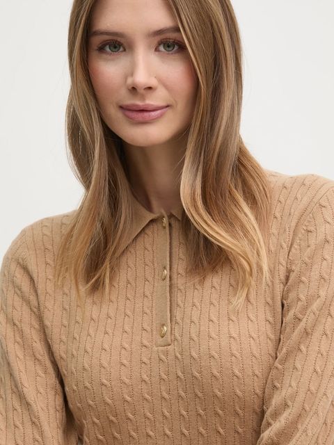 Tommy Hilfiger sukienka wełniana kolor beżowy mini rozkloszowana WW0WW44979