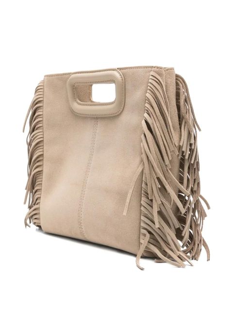 Maje fringed top-handle tote bag - Neutrals