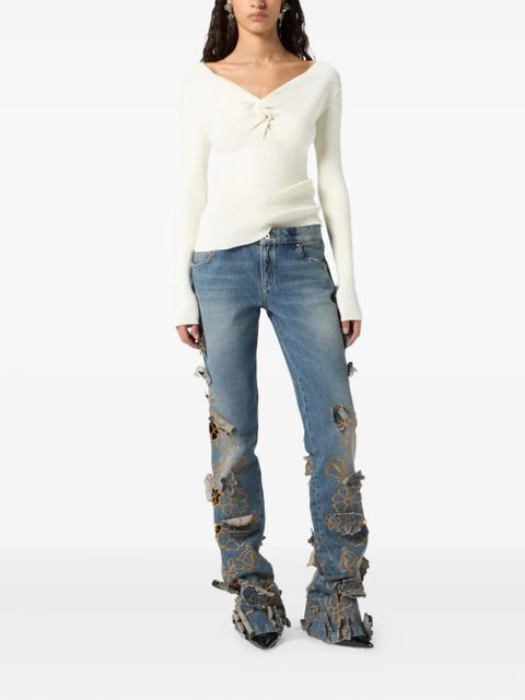 Blumarine twist-detail ribbed top - White - zdjęcie produktu nr 2