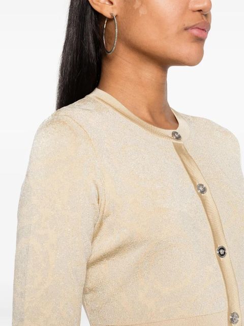 Versace Barocco lurex cropped cardigan - Neutrals