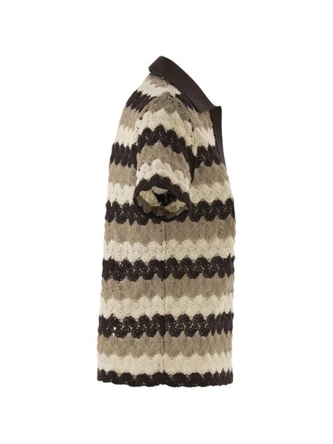 MC2 Saint Barth striped-crochet T-shirt - Brown