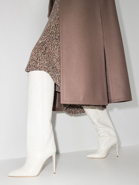 Paris Texas 105mm crocodile-effect knee-high boots - Neutrals