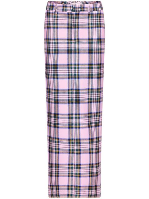 AREA checked wool midi skirt - Pink - zdjęcie produktu nr 1