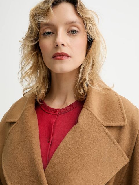 MMC STUDIO płaszcz wełniany kolor brązowy VESPERE.COAT