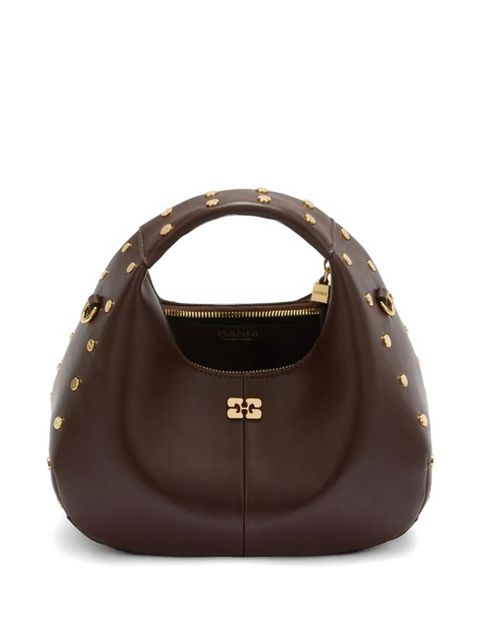 GANNI studded tote bag - Brown