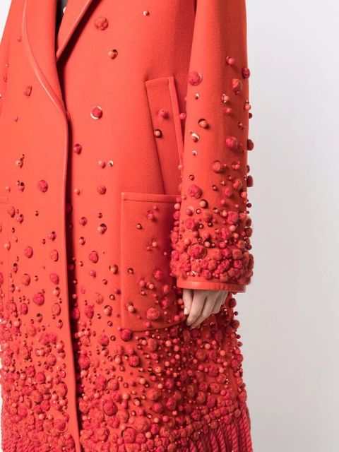 Valentino Garavani beaded single-breasted coat - Orange