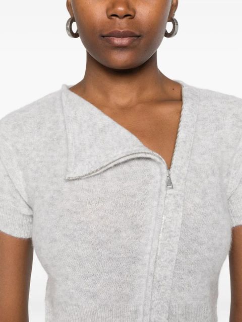 Aya Muse zip-up knitted T-shirt - Grey