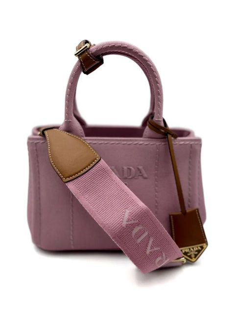 Prada logo-embroidered tote bag - Pink