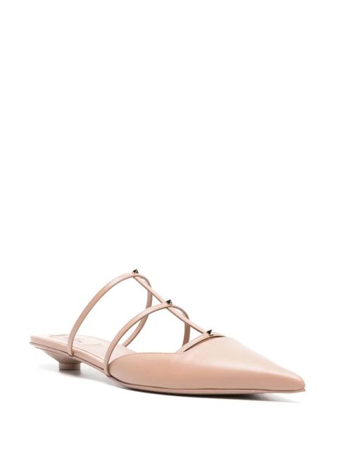 Valentino Garavani Rockstud Wispy leather mules - Neutrals