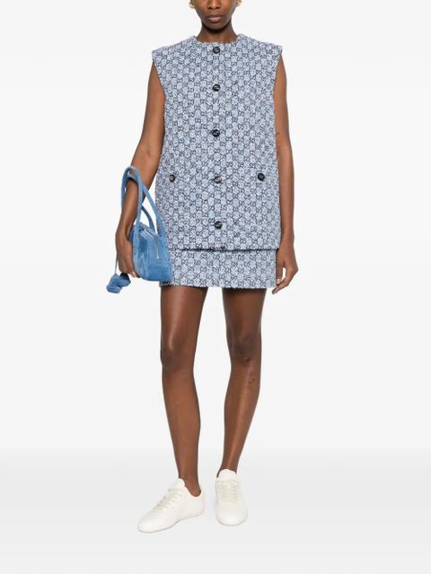 Gucci GG-embroidered buttoned gilet - Blue - zdjęcie produktu nr 2