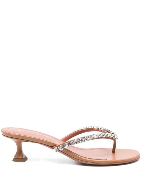 Amina Muaddi 60mm leather sandals - White - zdjęcie produktu nr 1