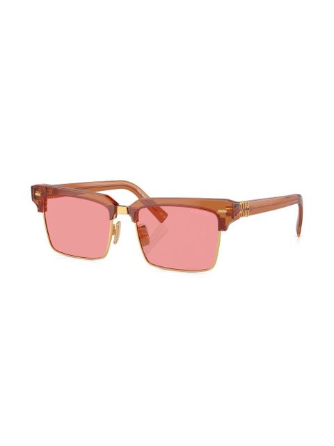 Miu Miu Eyewear logo-lettering square-frame sunglasses - Brown - zdjęcie produktu nr 2