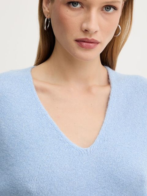 Morgan sweter z dodatkiem wełny damski kolor niebieski MVALI