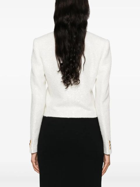 Alessandra Rich sequin-design tweed jacket - White