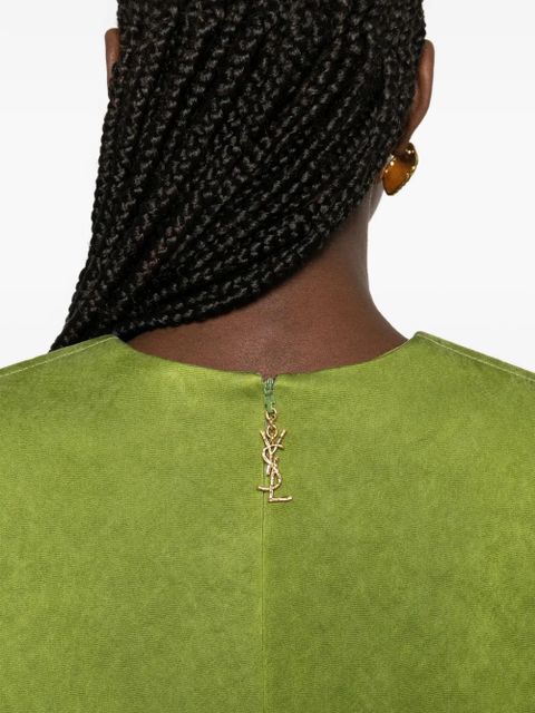 Saint Laurent shoulder-padded mini dress - Green