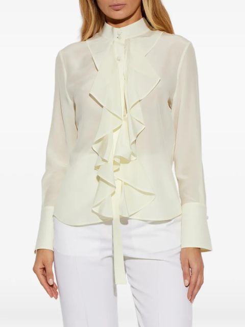 Alexander McQueen ruffled silk top - Neutrals