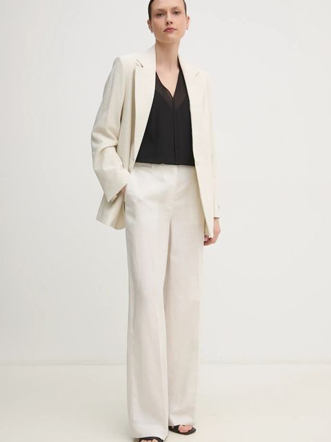 Calvin Klein spodnie z domieszką lnu - zdjęcie produktu nr 1