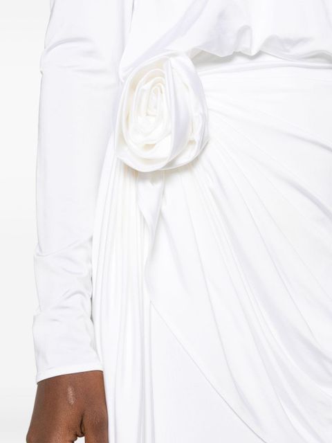 Magda Butrym floral-appliqué draped minidress - Neutrals