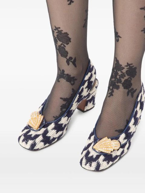 Valentino Garavani 60mm Adamantine houndstooth-patterned slingback-detailed pumps - White