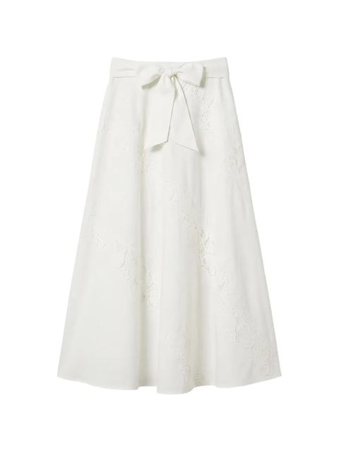 TWINSET lace-panel bow-detail midi skirt - White - zdjęcie produktu nr 1