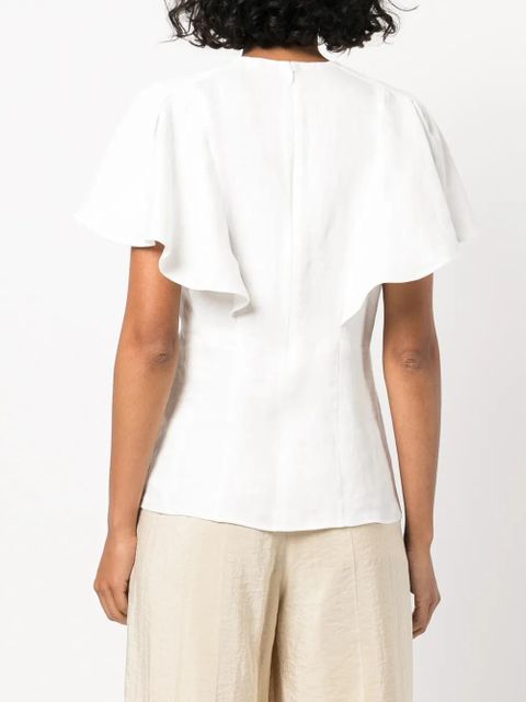 Chloé linen flutter sleeve top - White