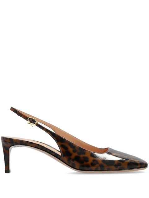 Gianvito Rossi Christina Sling 55mm animal-print pumps - Brown - zdjęcie produktu nr 1