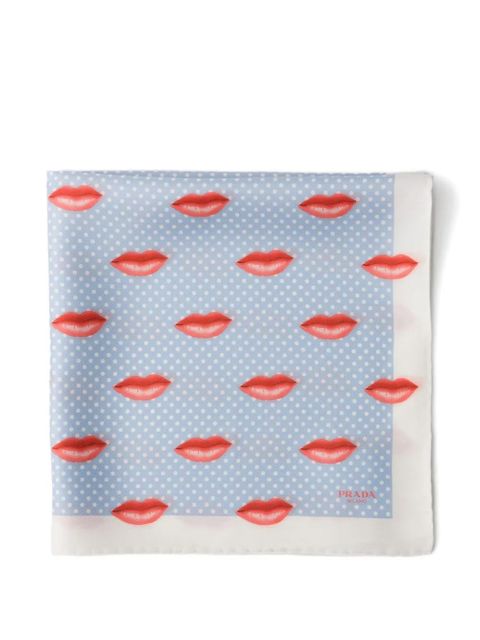 Prada printed silk twill scarf 55 x 55 cm - Blue - zdjęcie produktu nr 1