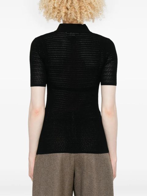 Victoria Beckham perforated polo top - Black