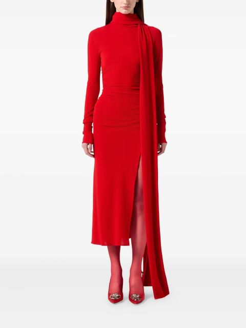 Blumarine high-neck draped midi dress - Black