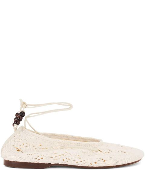 ALOHAS beaded lace-up rosemary ballet - Neutrals - zdjęcie produktu nr 1