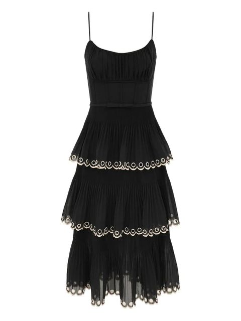 ZIMMERMANN embroidered-tiered midi dress - Black - zdjęcie produktu nr 1