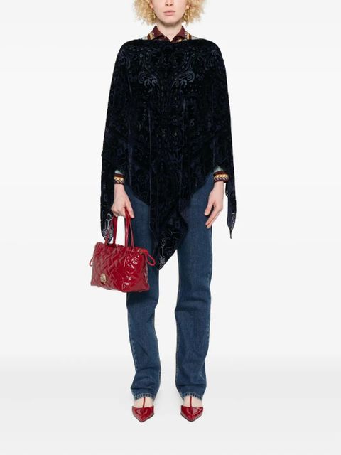 ETRO paisley-velvet poncho - Blue