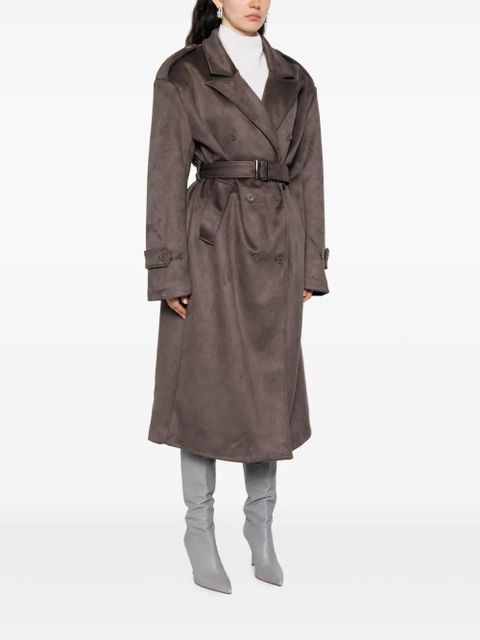 The Frankie Shop Pembroke belted double-breasted trench coat - Grey