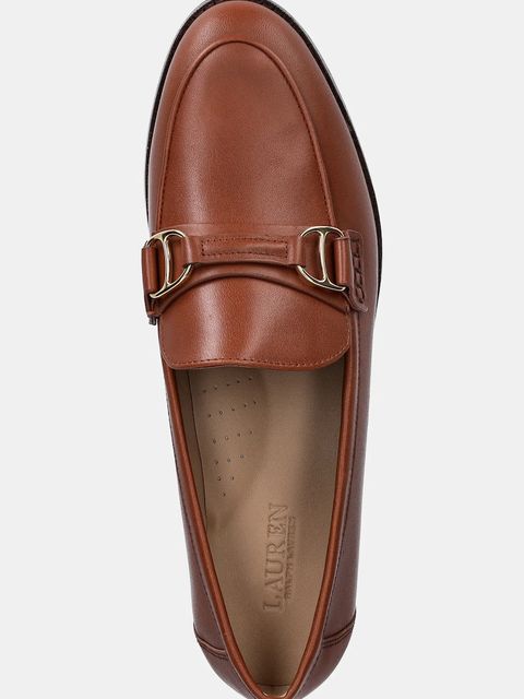 Lauren Ralph Lauren mokasyny skórzane Tasha Loafer damskie kolor brązowy na płaskim obcasie 802P02121002