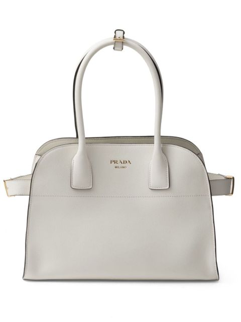 Prada medium logo-stamp leather tote bag - White - zdjęcie produktu nr 1
