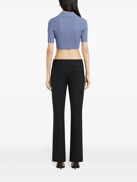 Courrèges knitted cropped polo top - Blue