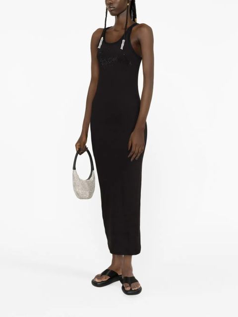 Blumarine logo-embroidered long dress - Black