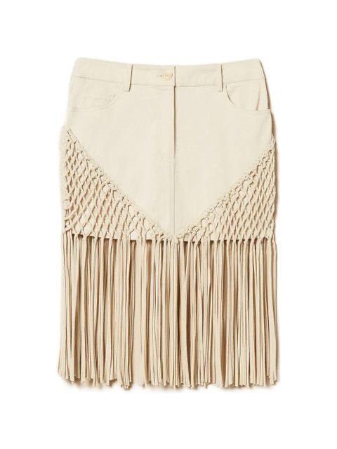 TWINSET fringed mini skirt - Neutrals - zdjęcie produktu nr 1