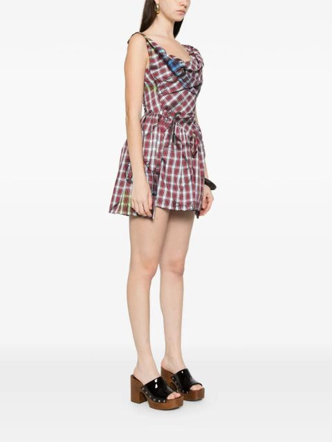 Vivienne Westwood plaid draped mini dress - Red