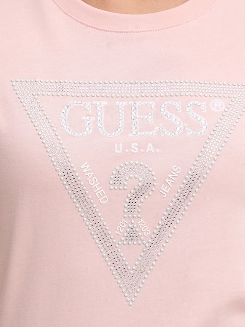 Guess t-shirt bawełniany damski kolor różowy W5BI18 I3Z14