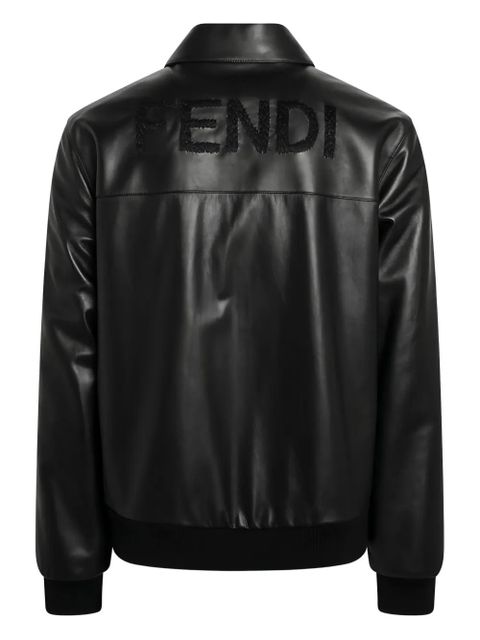 FENDI lettering-detail sheepskin jacket - Black - zdjęcie produktu nr 2