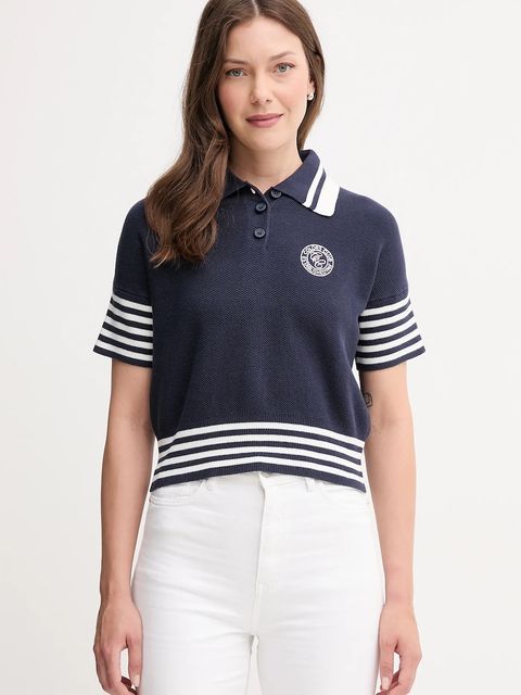 United Colors of Benetton sweter bawełniany damskie kolor granatowy lekki 1294E301D - zdjęcie produktu nr 1