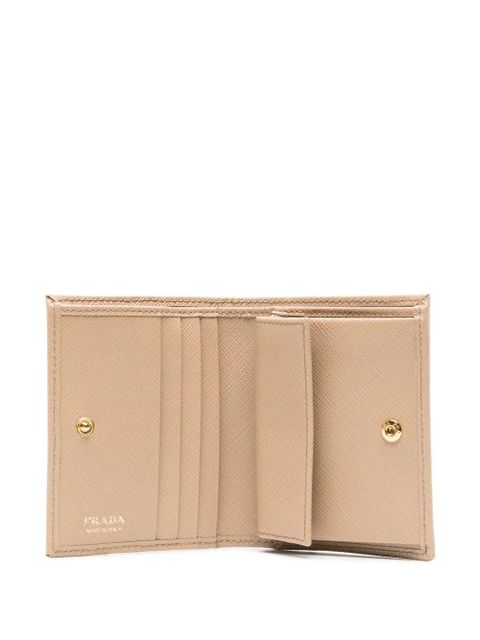 Prada small triangle-logo plaque leather wallet - Neutrals