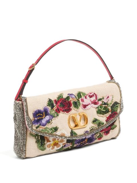Valentino Garavani small Vain Soft embroidered shoulder bag - Neutrals